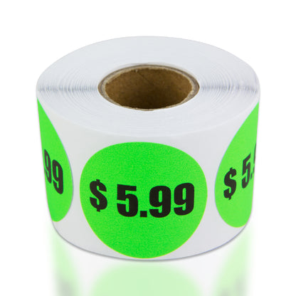 1.5in Sticker: $5.99 Pricing Label Roll (Green)