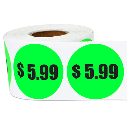 1.5in Sticker: $5.99 Pricing Label Roll (Green)