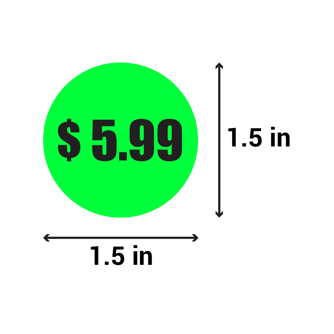 1.5in Sticker: $5.99 Pricing Label Roll (Green)