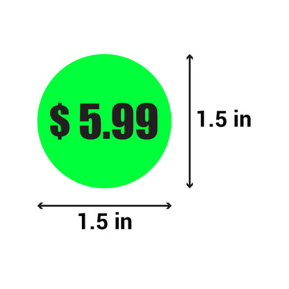 1.5in Sticker: $5.99 Pricing Label Roll (Green)