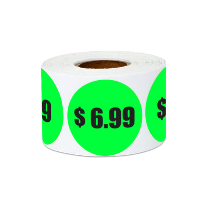 1.5in Sticker: $6.99 Pricing Label Roll (Green)