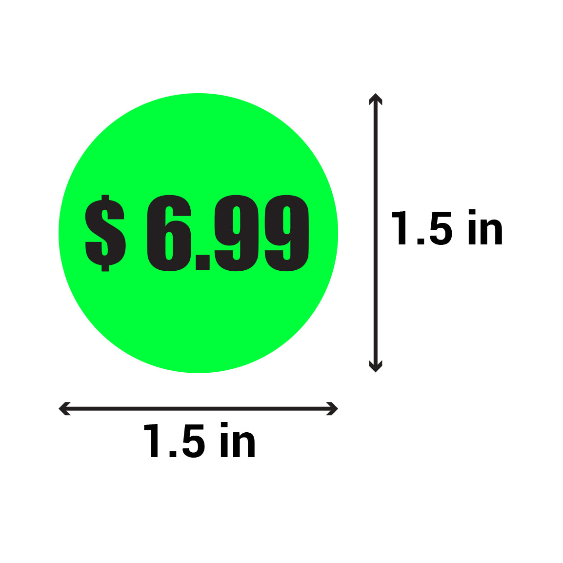 1.5in Sticker: $6.99 Pricing Label Roll (Green)