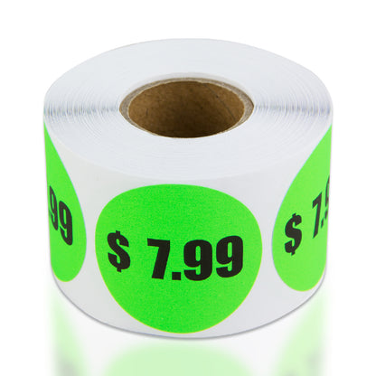 1.5in Sticker: $7.99 Pricing Label Roll (Green)