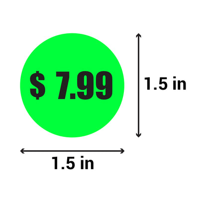 1.5in Sticker: $7.99 Pricing Label Roll (Green)