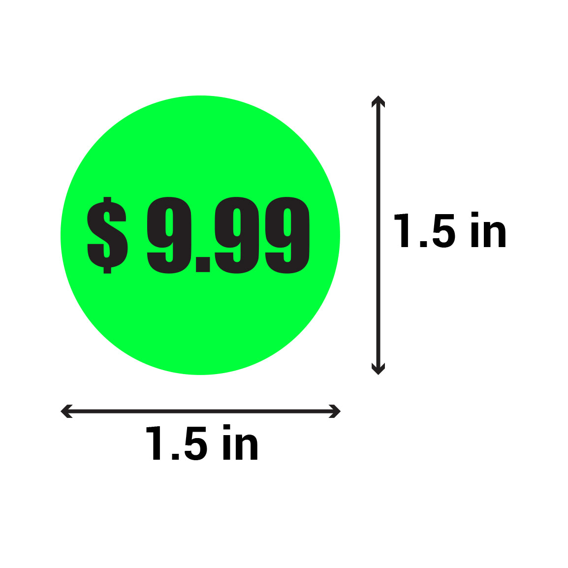 1.5in Sticker: $9.99 Pricing Label Roll (Green)