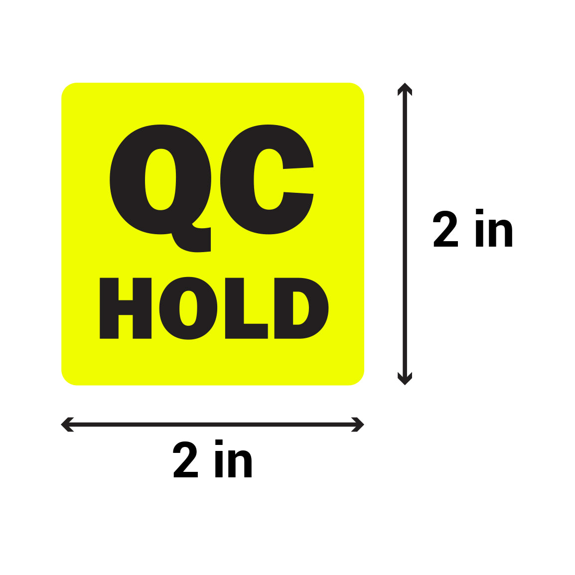2 x 2in QC Hold Label Yellow (Roll)