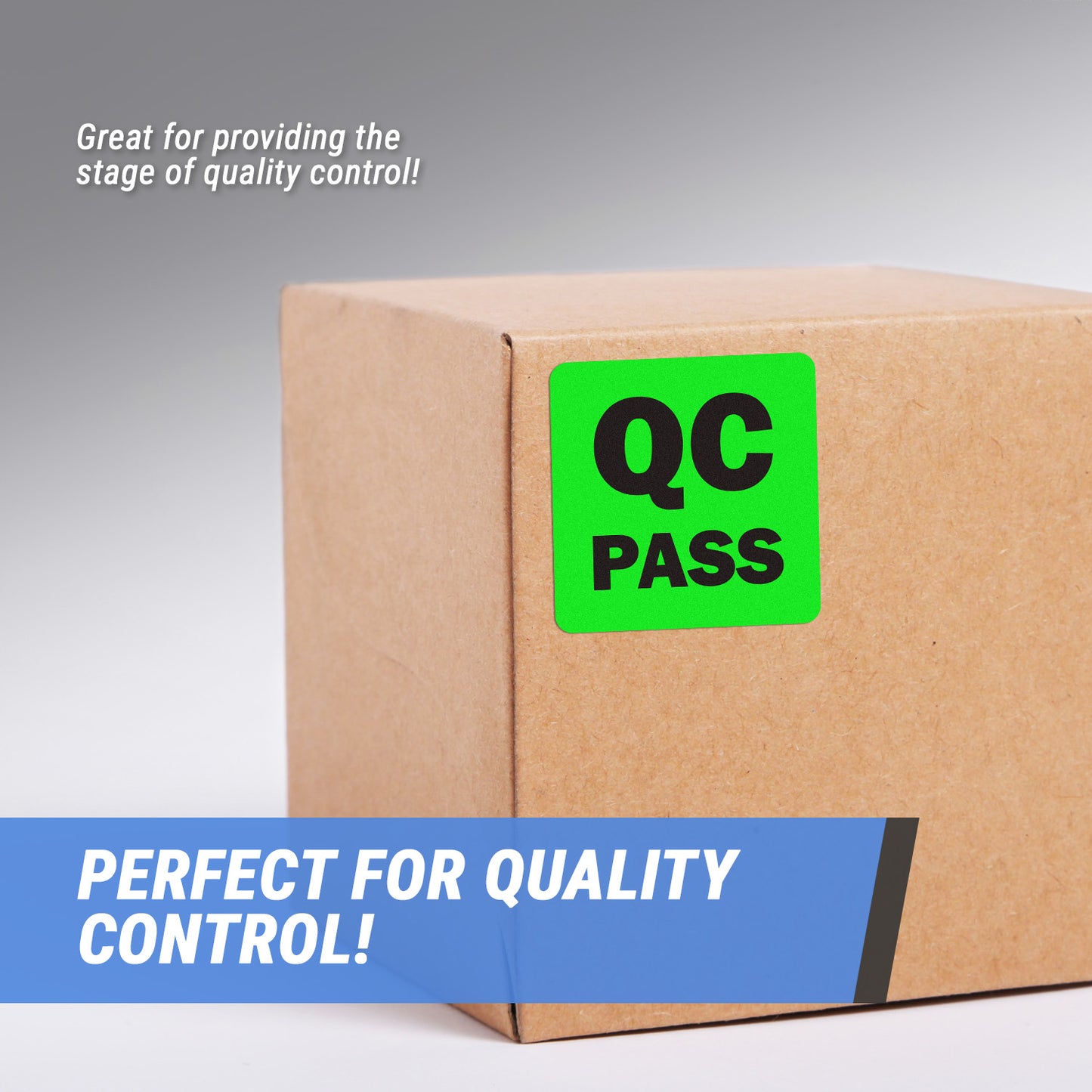 2 x 2in Sticker: QC Pass Inventory Label Roll (Green)