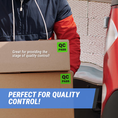 2 x 2in Sticker: QC Pass Inventory Label Roll (Green)