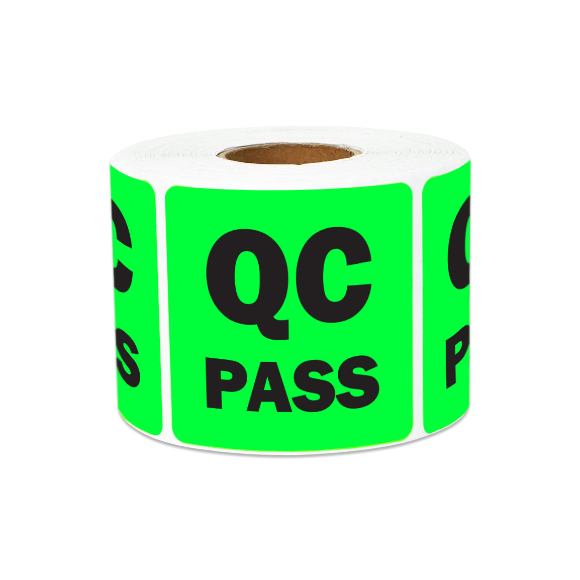 2 x 2in Sticker: QC Pass Inventory Label Roll (Green)