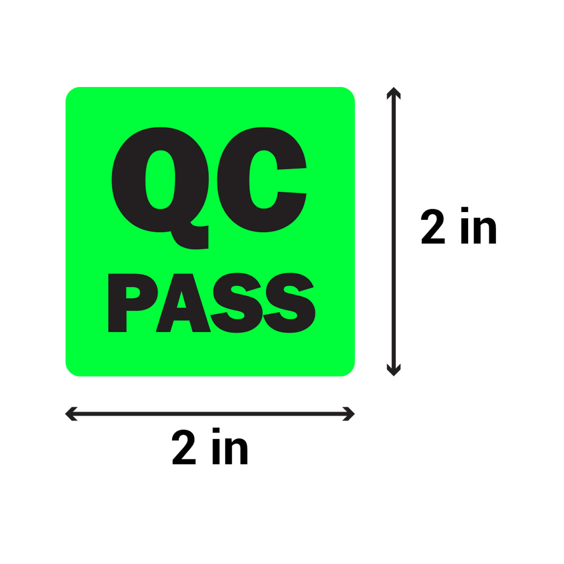 2 x 2in Sticker: QC Pass Inventory Label Roll (Green)