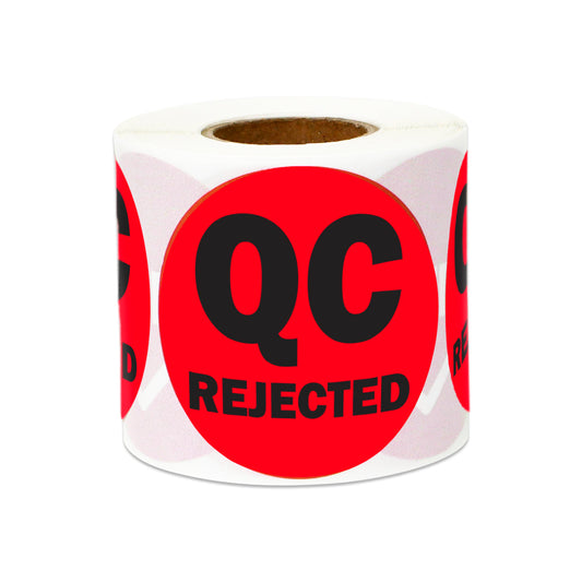 2 x 2in Sticker: QC Rejected Inventory Label Roll (Red)