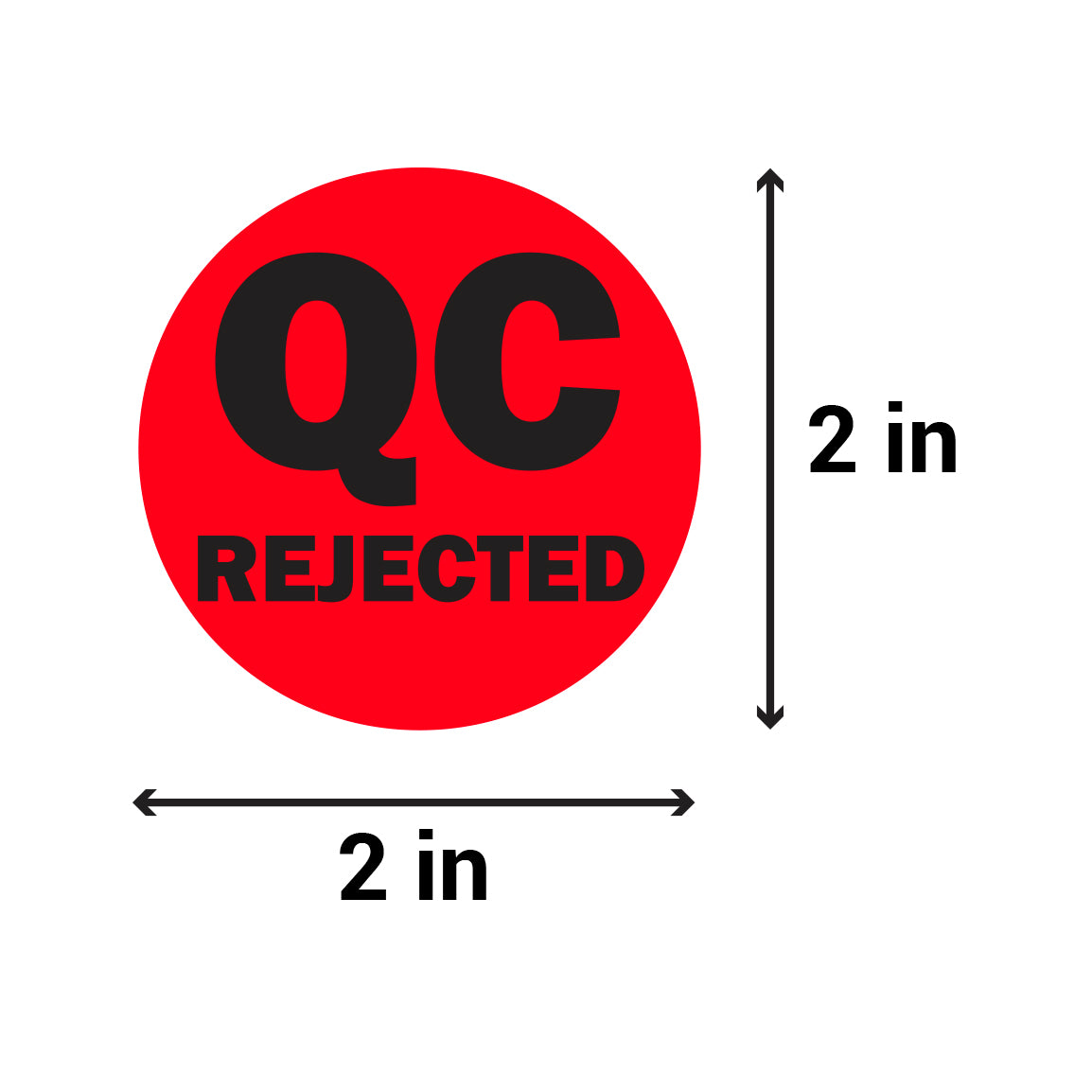 2 x 2in QC Rejected Label Red (Roll)