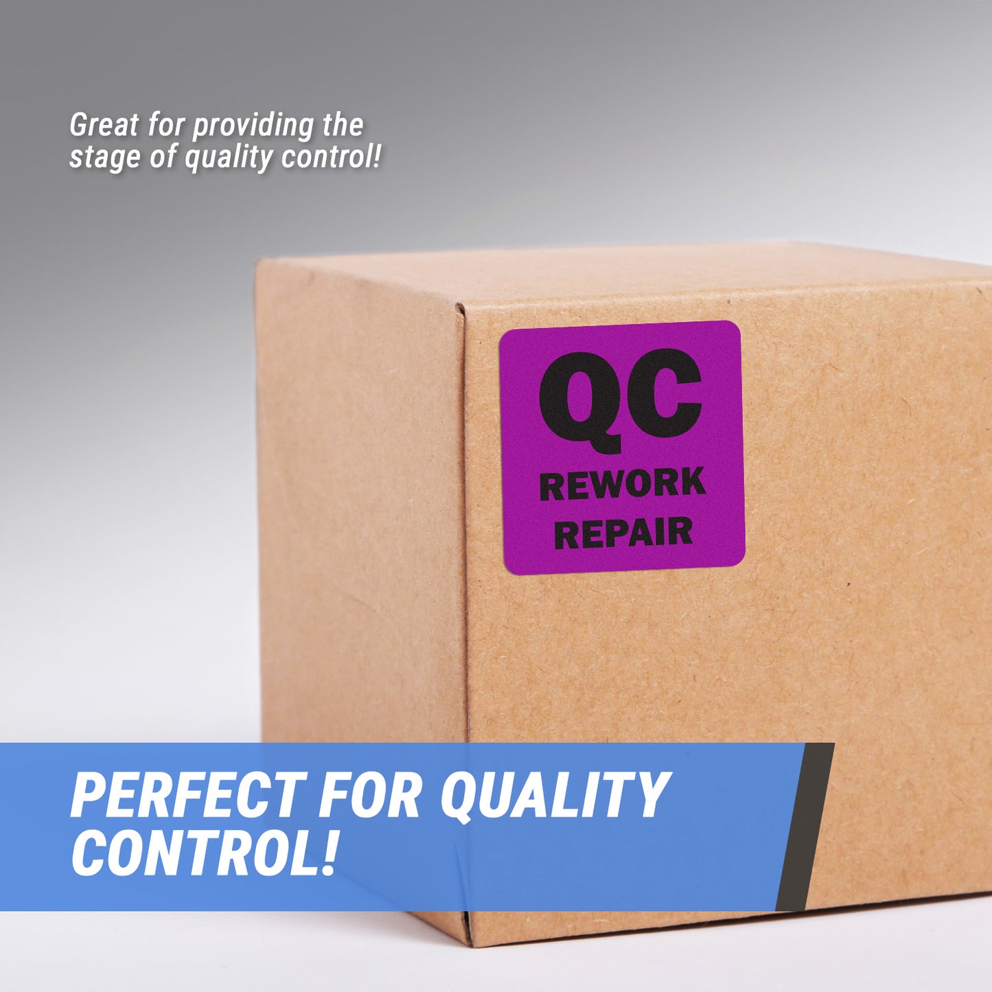 2 x 2in QC Rework Repair Label Purple (Roll)