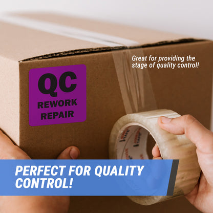 2 x 2in QC Rework Repair Label Purple (Roll)