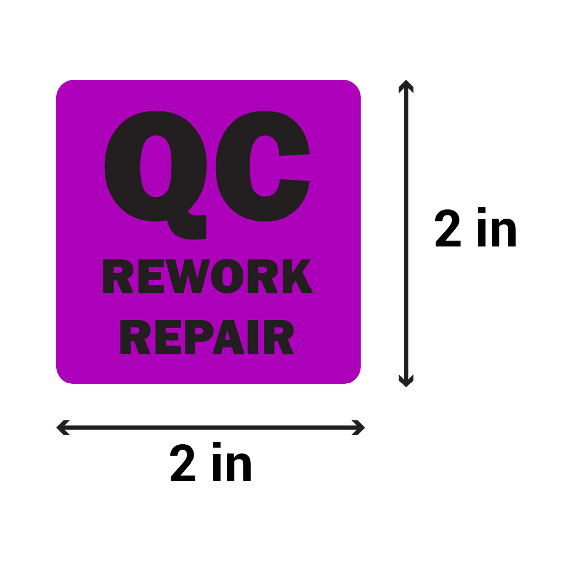 2 x 2in QC Rework Repair Label Purple (Roll)