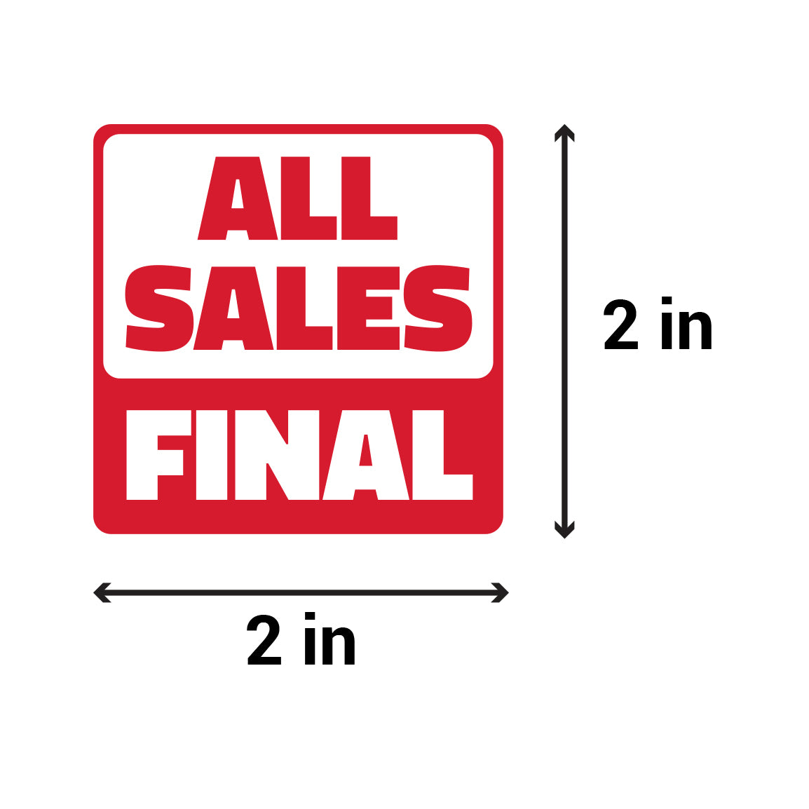 2 x 2in Sticker: All Sales Final Retail Label Roll (Red)