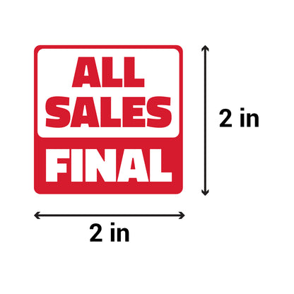 2 x 2in Sticker: All Sales Final Retail Label Roll (Red)
