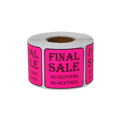 1.5 x 1.5in Sticker: Final Sale Retail Label Roll (Pink)