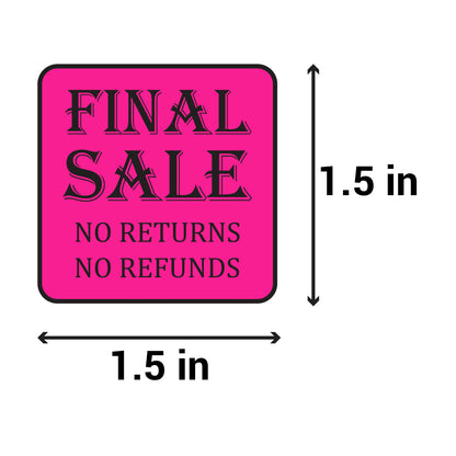 1.5 x 1.5in Sticker: Final Sale Retail Label Roll (Pink)