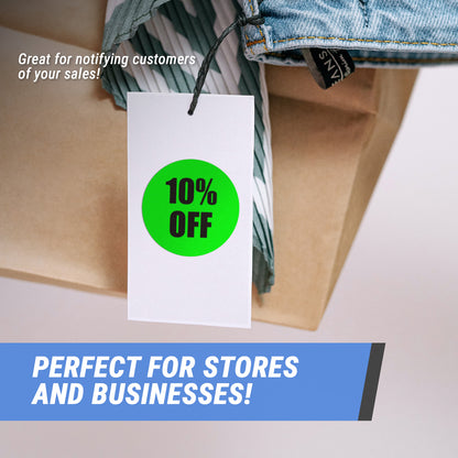 1.5in Sticker: 10 Percent Off Retail Label Roll (Green)