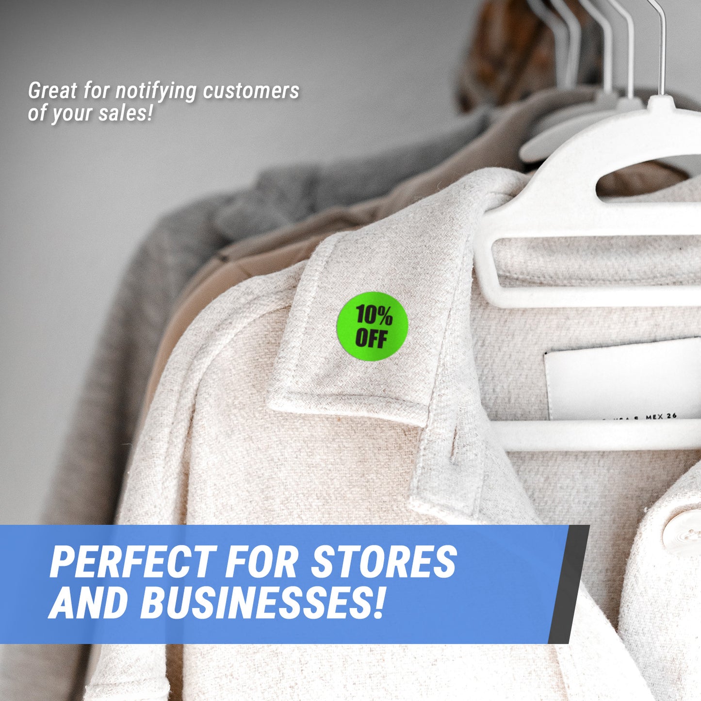 1.5in Sticker: 10 Percent Off Retail Label Roll (Green)