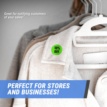1.5in Sticker: 10 Percent Off Retail Label Roll (Green)
