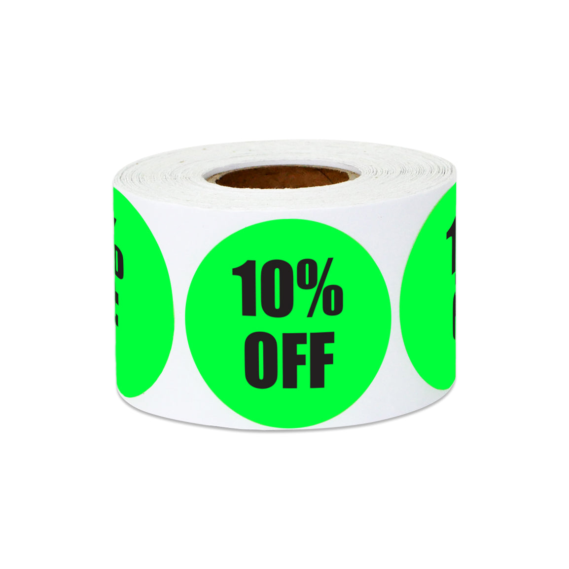 1.5in Sticker: 10 Percent Off Retail Label Roll (Green)