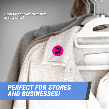 1.5in Sticker: 20 Percent Off Retail Label Roll (Pink)