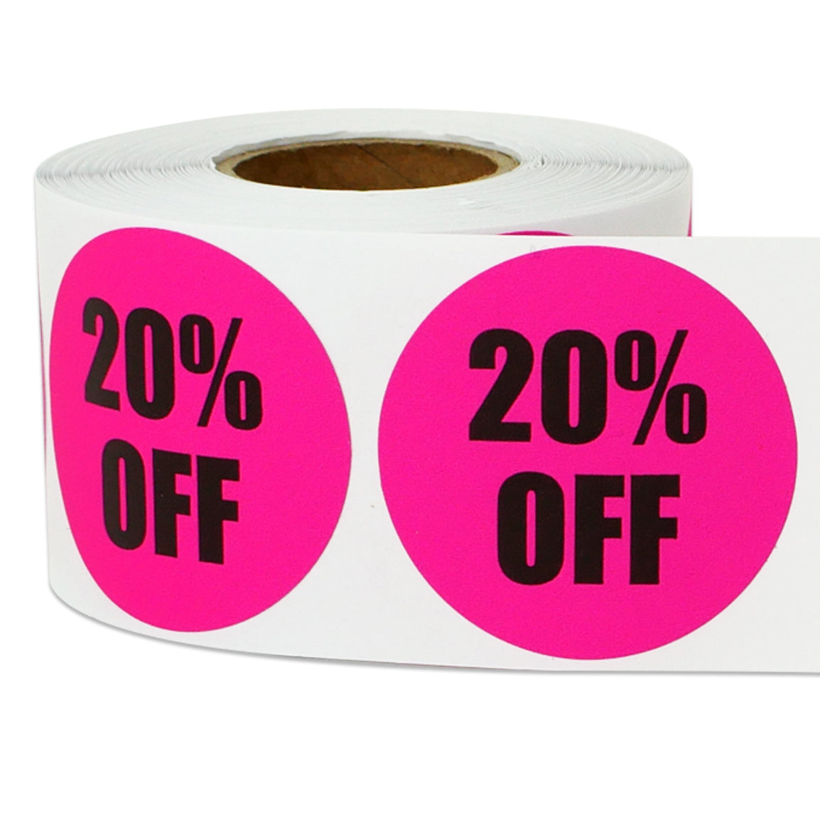 1.5in Sticker: 20 Percent Off Retail Label Roll (Pink)