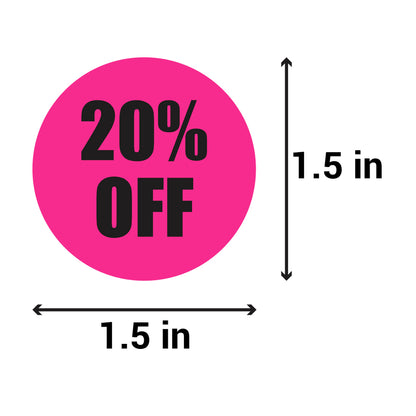 1.5in Sticker: 20 Percent Off Retail Label Roll (Pink)
