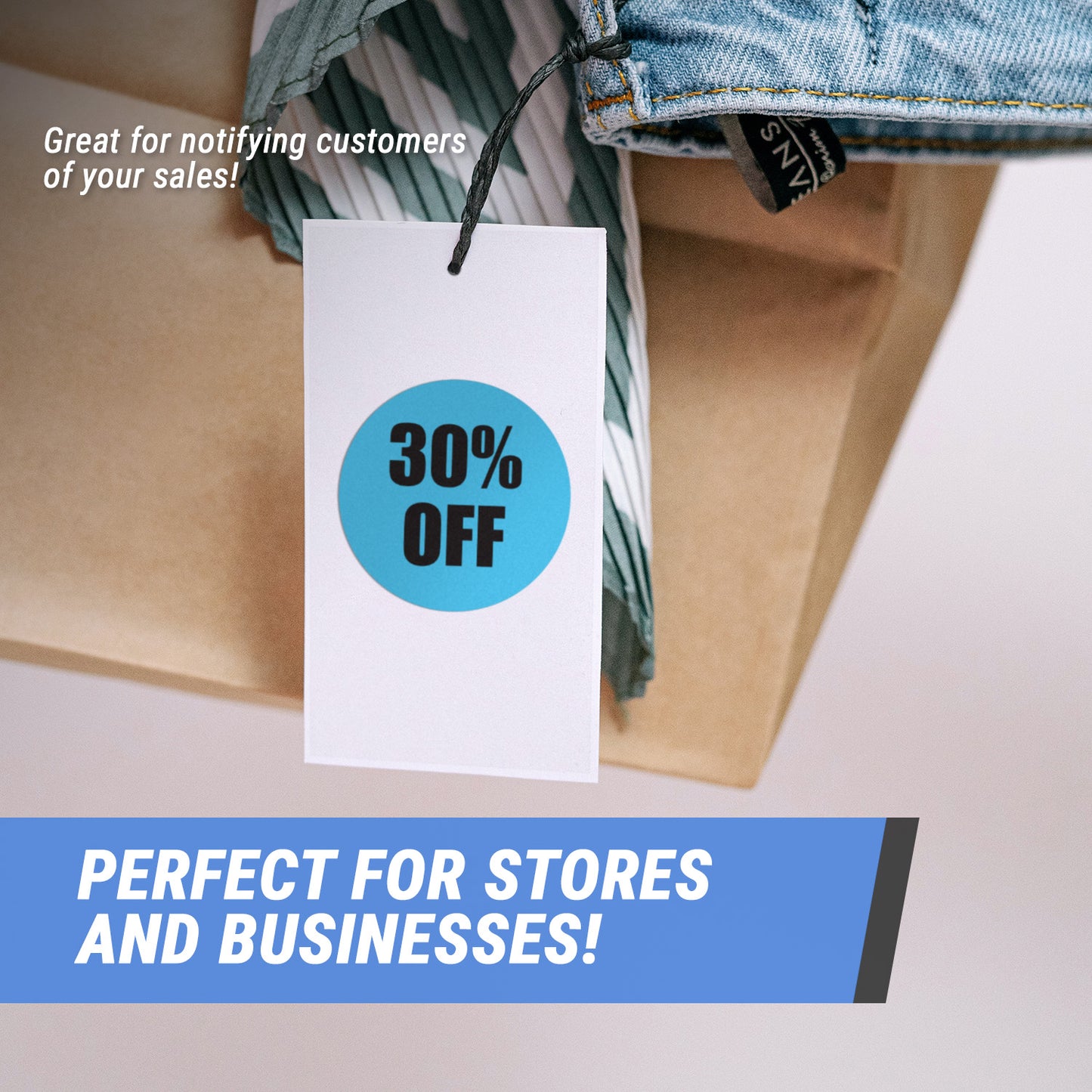 1.5in Sticker: 30 Percent Off Retail Label Roll (Blue)
