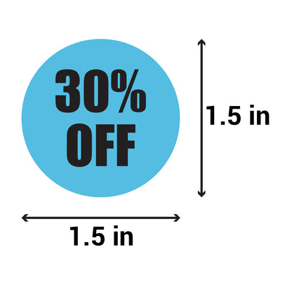 1.5in Sticker: 30 Percent Off Retail Label Roll (Blue)