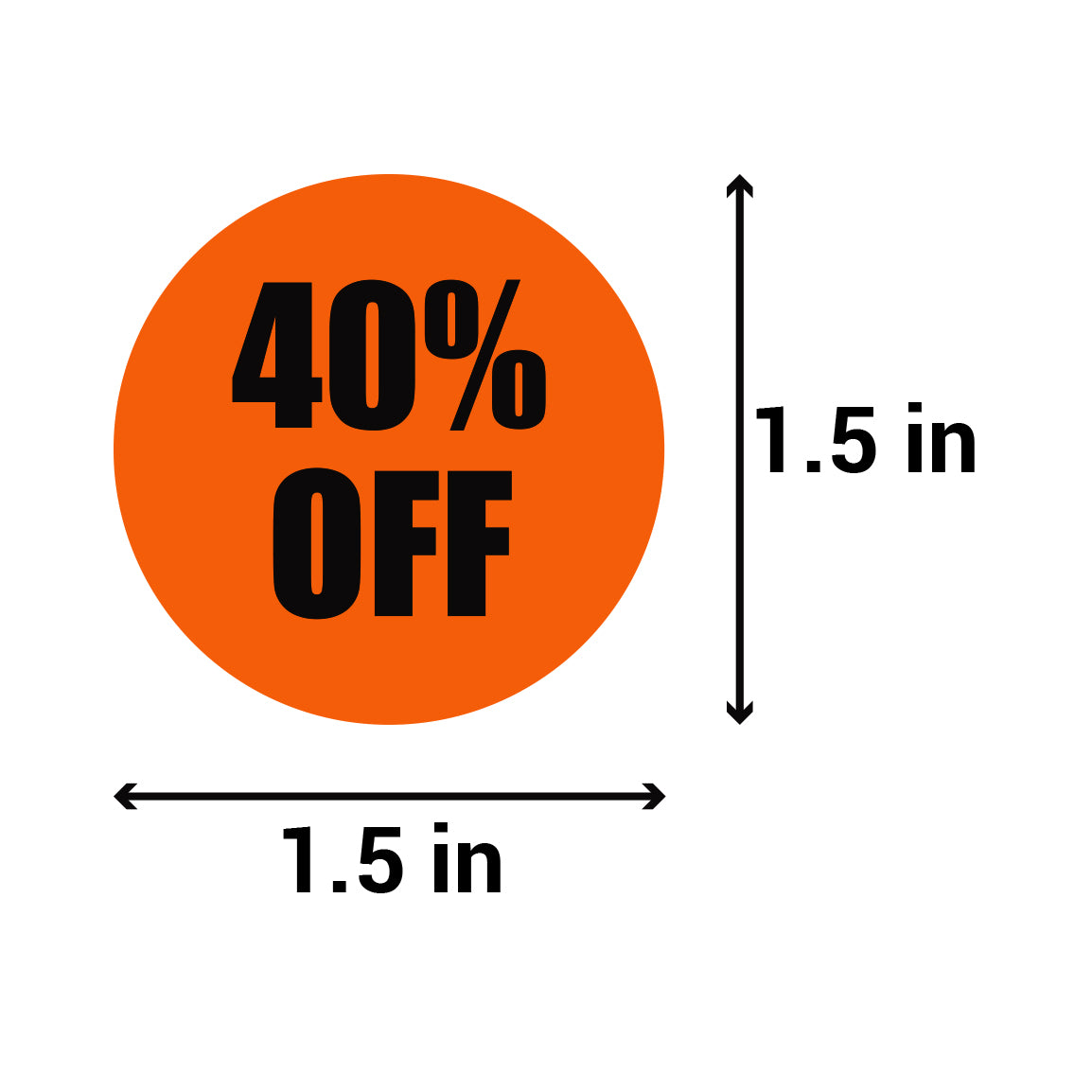 1.5in Sticker: 40 Percent Off Label Roll (Orange)