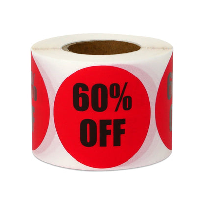1.5in Sticker: 60 Percent Off Retail Label Roll (Red)