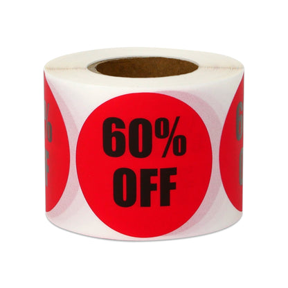 1.5in Sticker: 60 Percent Off Retail Label Roll (Red)