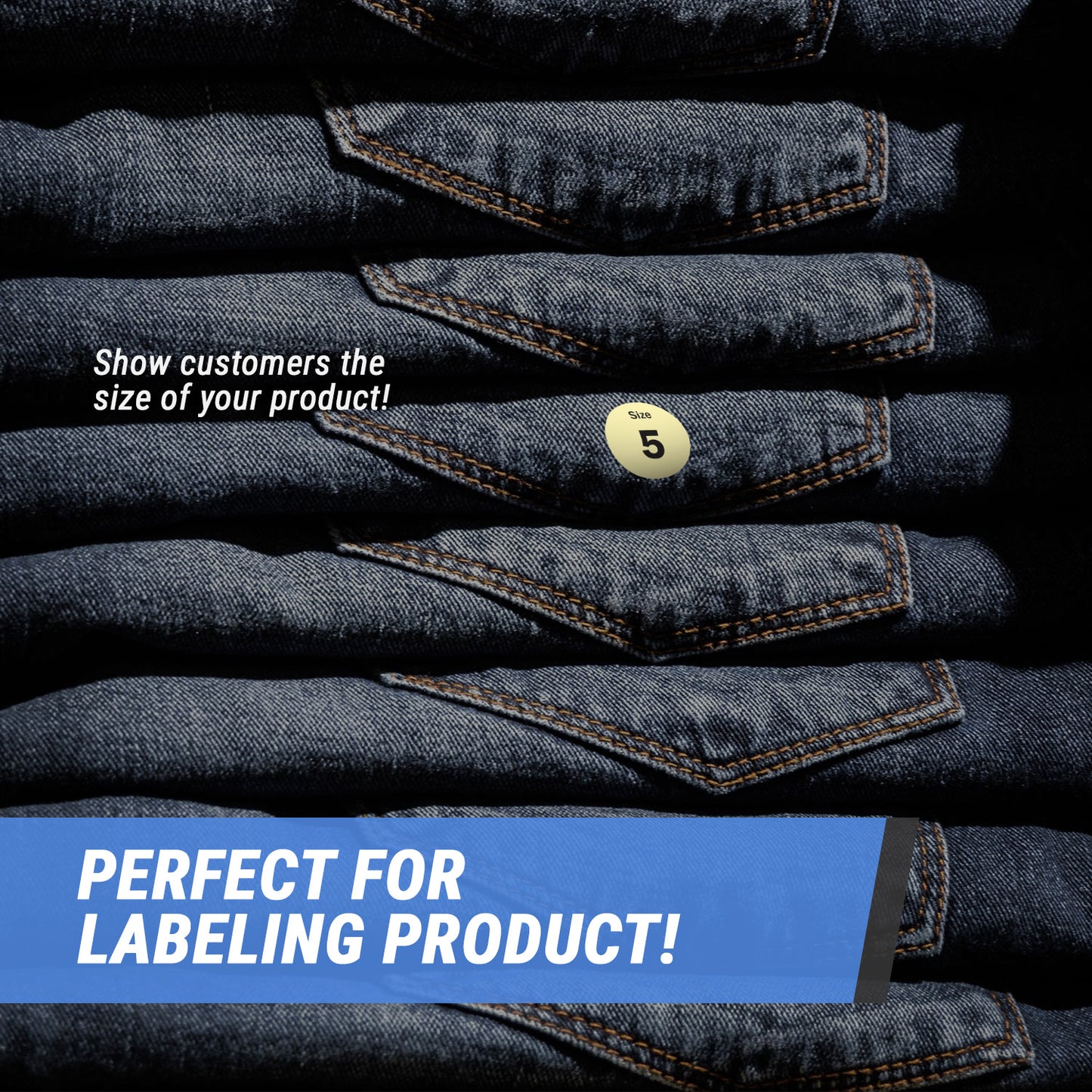 0.75in Sticker: Size 5 Clothing and Footwear Label Pack