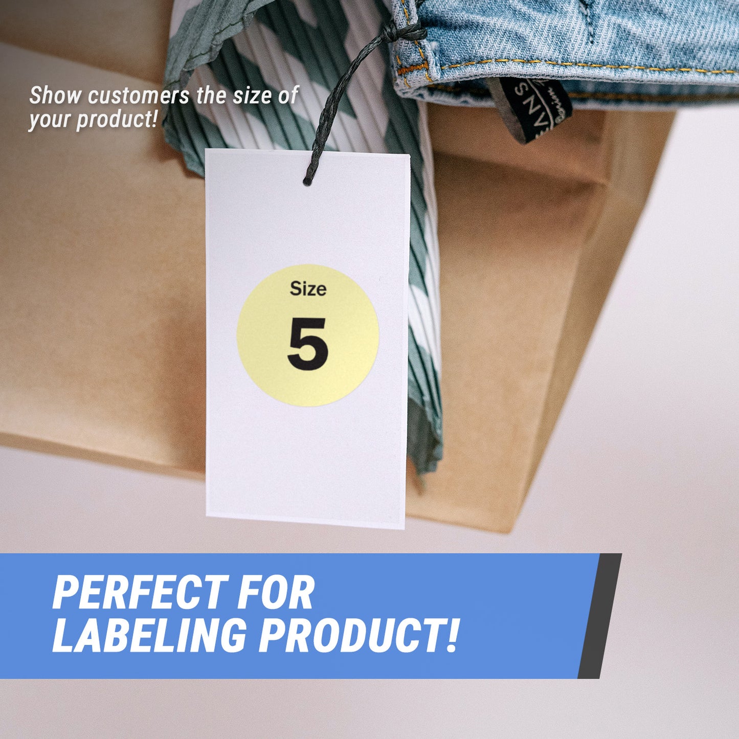 0.75in Sticker: Size 5 Clothing and Footwear Label Pack