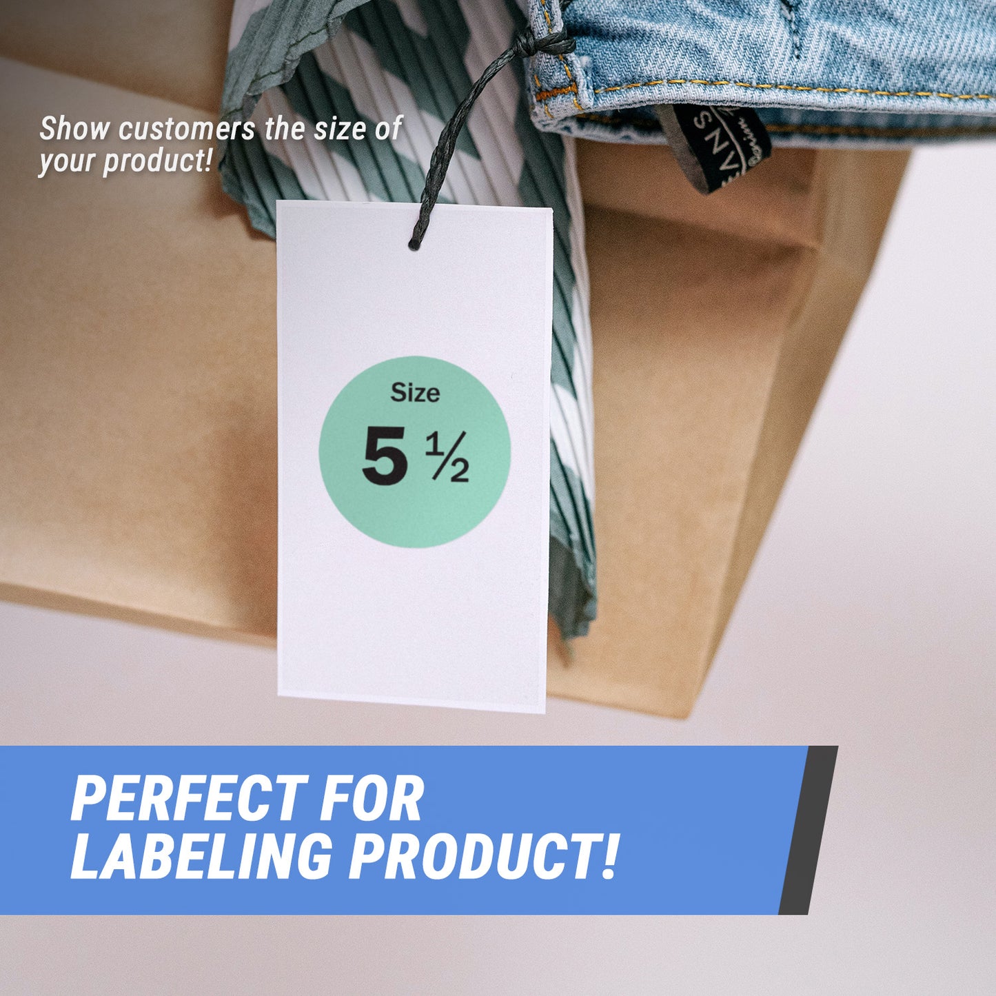 0.75in Sticker: Size 5.5 Clothing and Footwear Label Pack