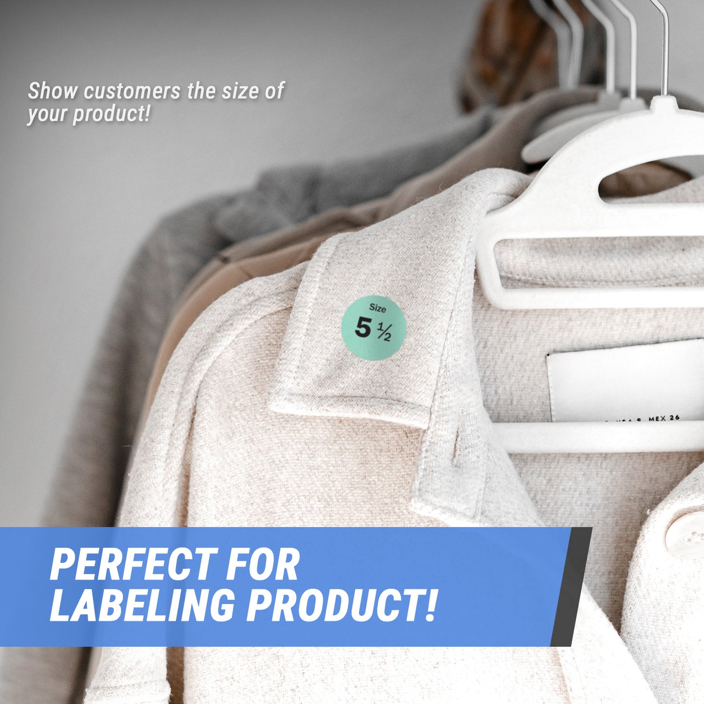0.75in Sticker: Size 5.5 Clothing and Footwear Label Pack