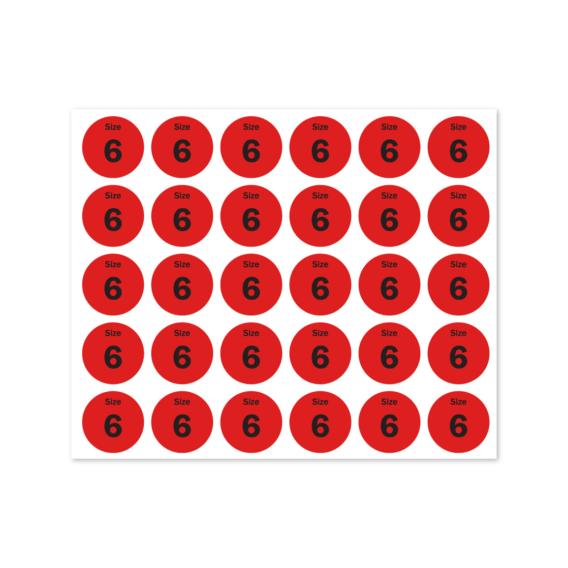 0.75in Sticker: Size 6 Clothing and Footwear Label Pack