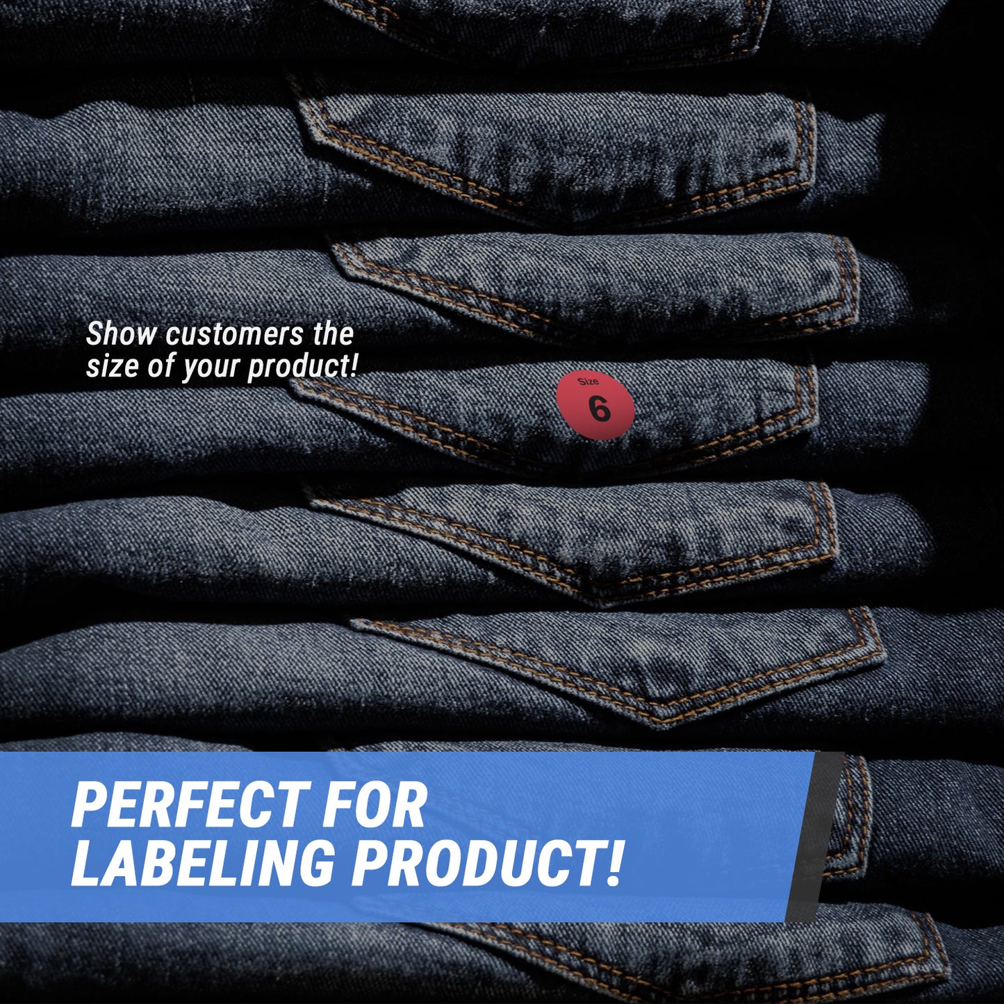0.75in Sticker: Size 6 Clothing and Footwear Label Pack