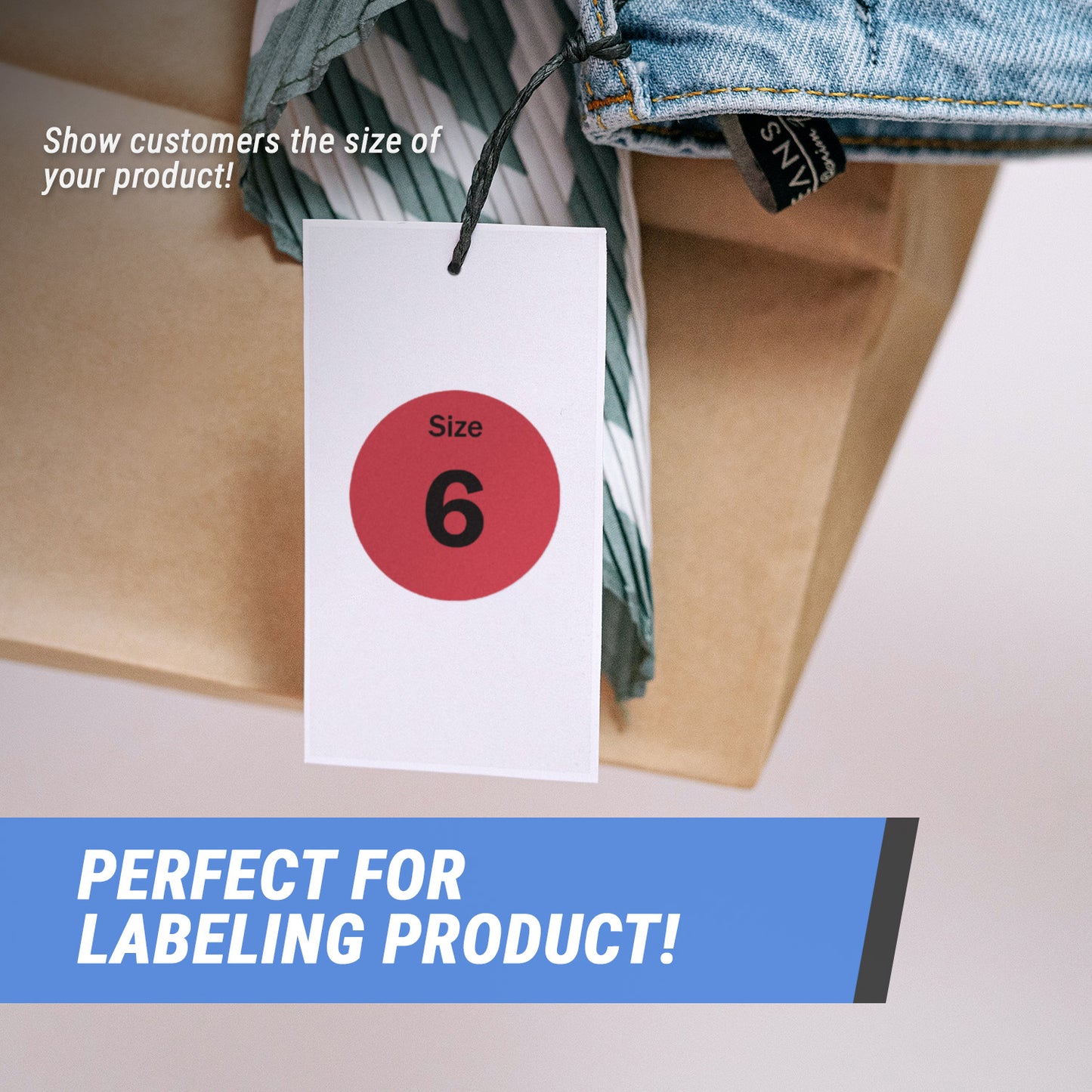 0.75in Sticker: Size 6 Clothing and Footwear Label Pack