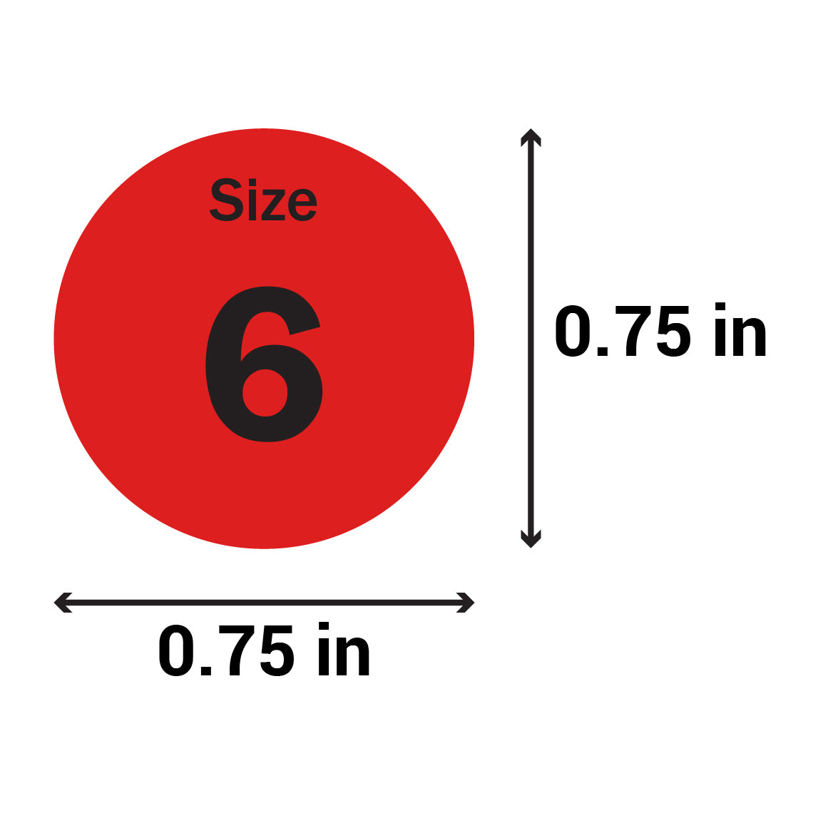 0.75in Sticker: Size 6 Clothing and Footwear Label Pack