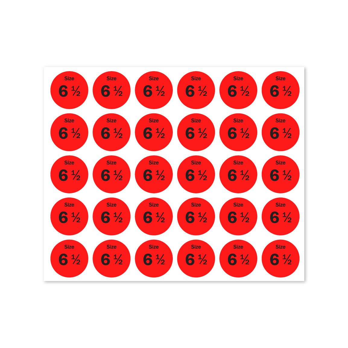 0.75in Sticker: Size 6.5 Clothing & Footwear Label Pack