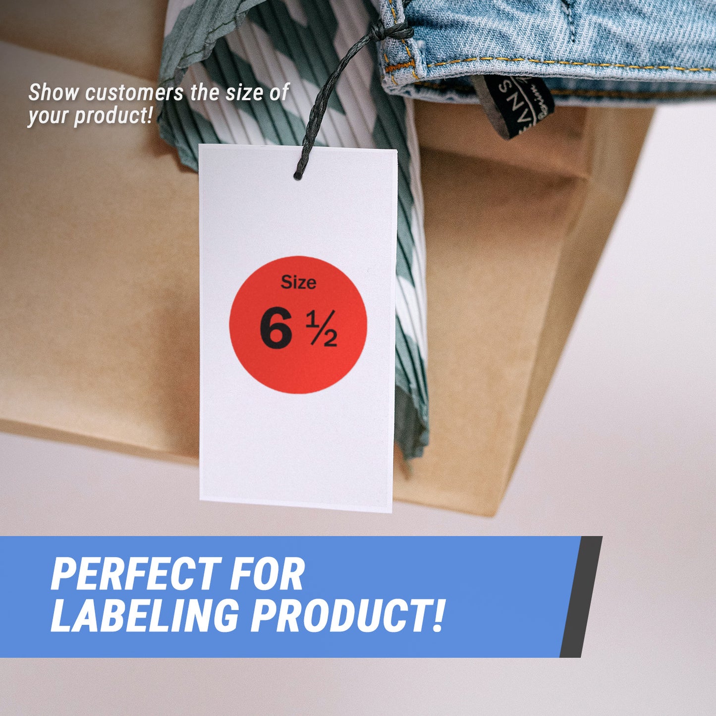 0.75in Sticker: Size 6.5 Clothing & Footwear Label Pack