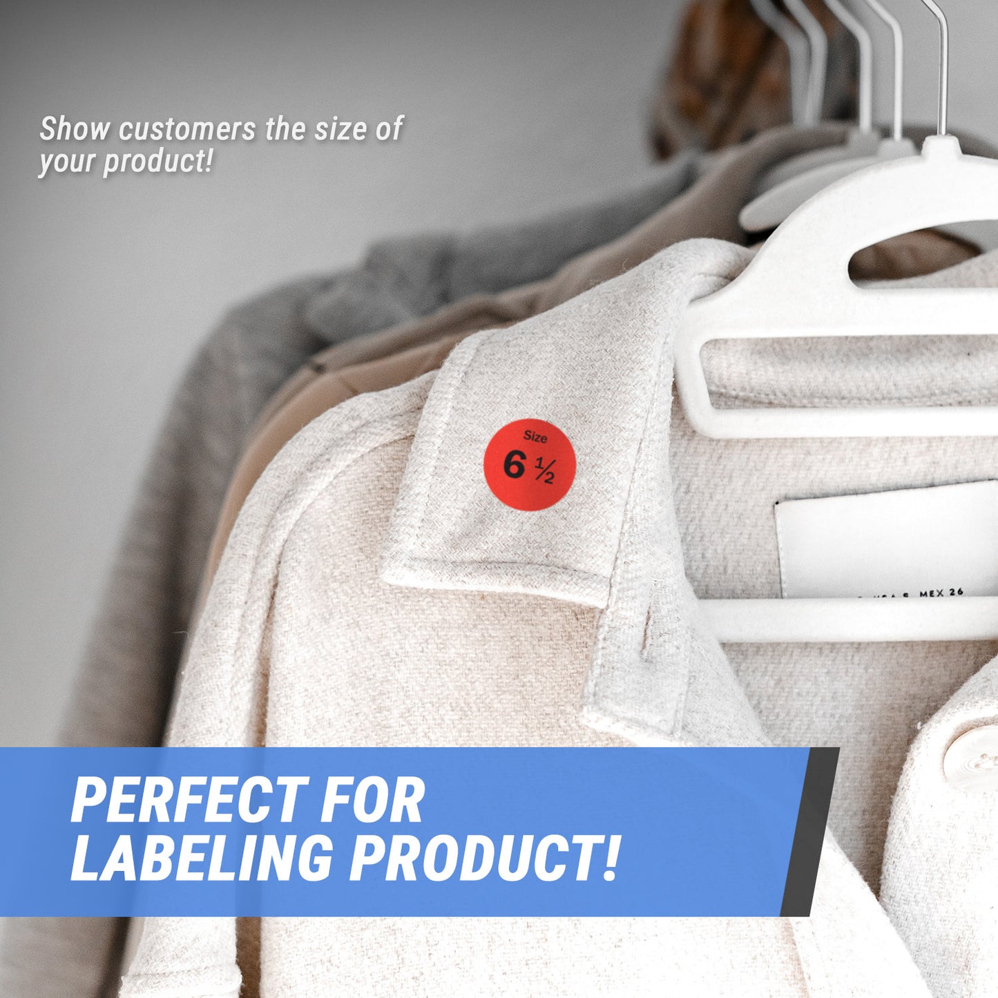 0.75in Sticker: Size 6.5 Clothing & Footwear Label Pack