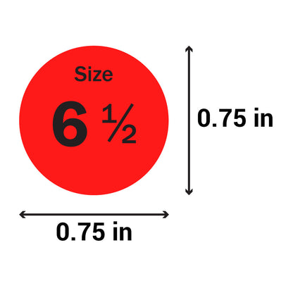 0.75in Sticker: Size 6.5 Clothing & Footwear Label Pack