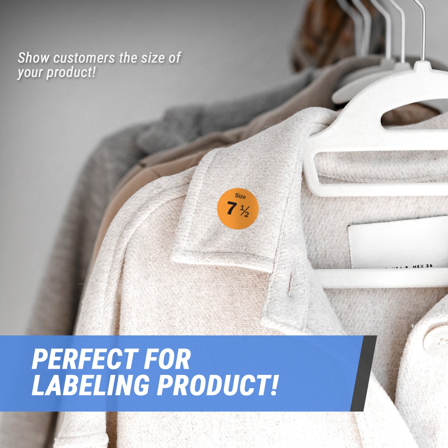 0.75in Sticker: Size 7.5 Clothing & Footwear Label Pack