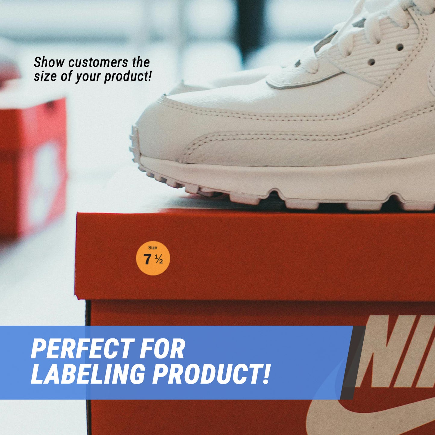 0.75in Sticker: Size 7.5 Clothing & Footwear Label Pack
