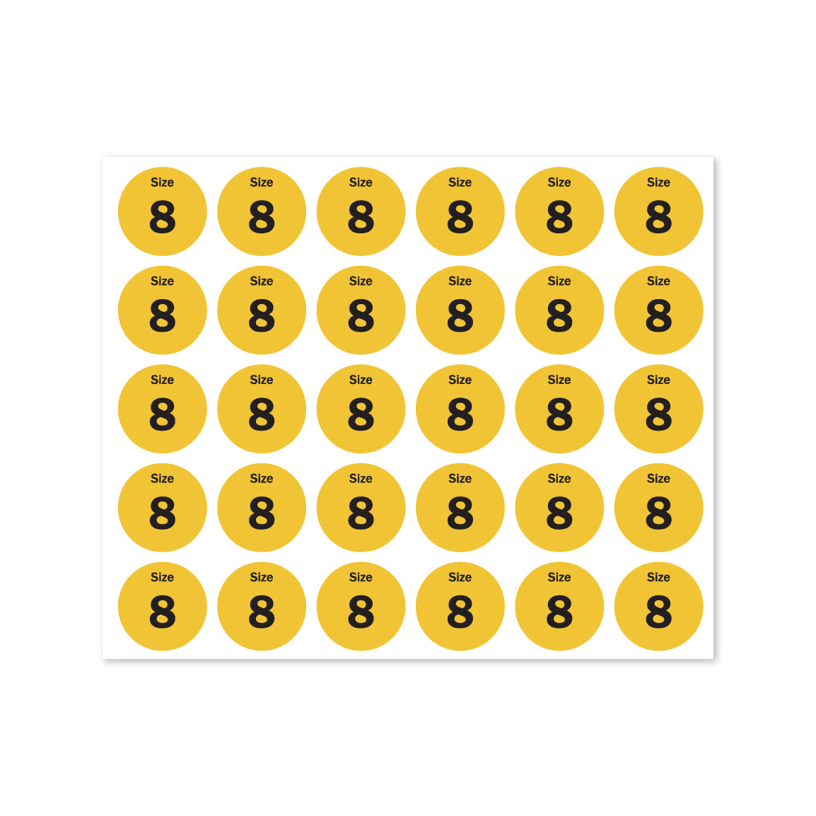 0.75in Sticker: Size 8 Clothing & Footwear Label Pack